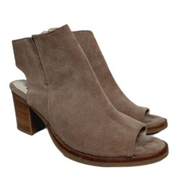 BOS. & CO. Celeste Peep-Toe Ankle Boots Heels Chunky Heel Genuine Suede Sz 9 - Picture 1 of 11